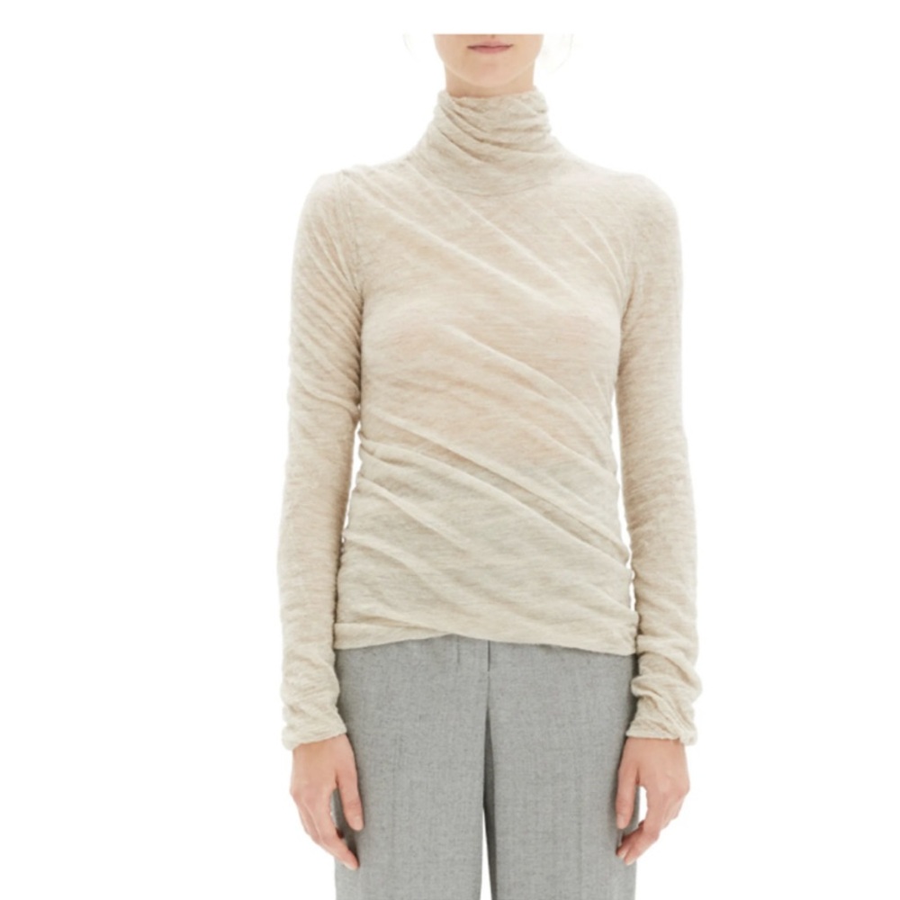 Theory Twisted Turtleneck Sweater L Long Sleeve Baby Alpaca Blend Soft‎ Pullover